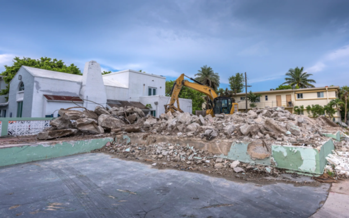 House demolition in progress in Martin County, FL