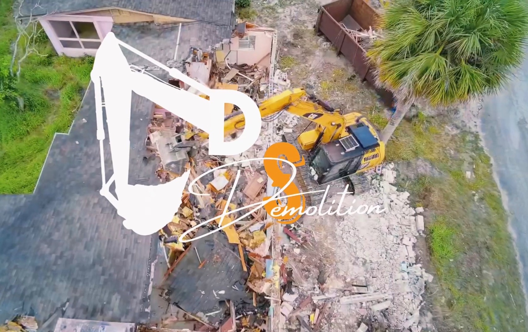 Single family home demolition in progress in Palm City, Martin County FL